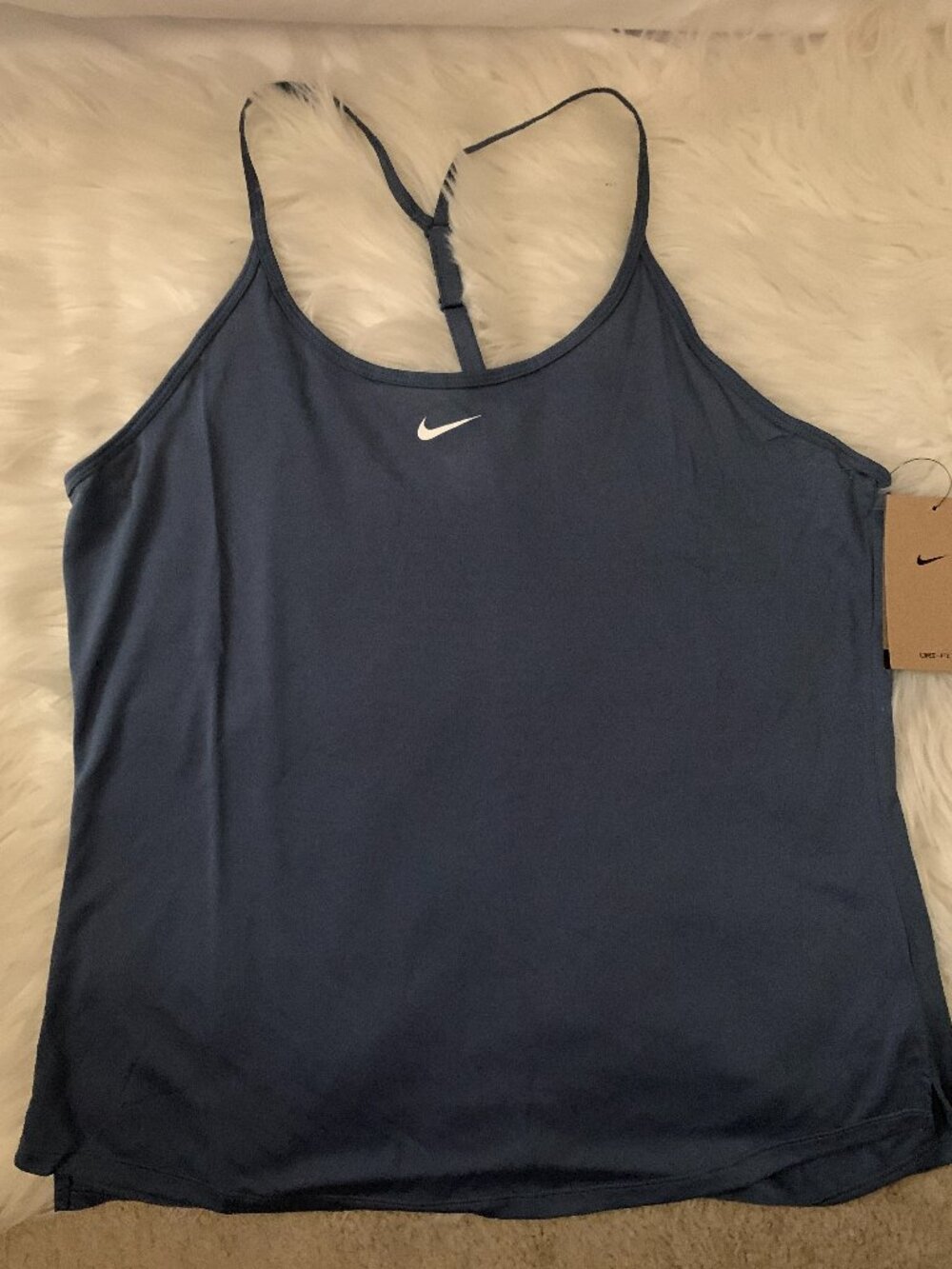 NIKE ONE Dri-Fit Training Elastika Tank Top in Dusty Blue Sz LARGE